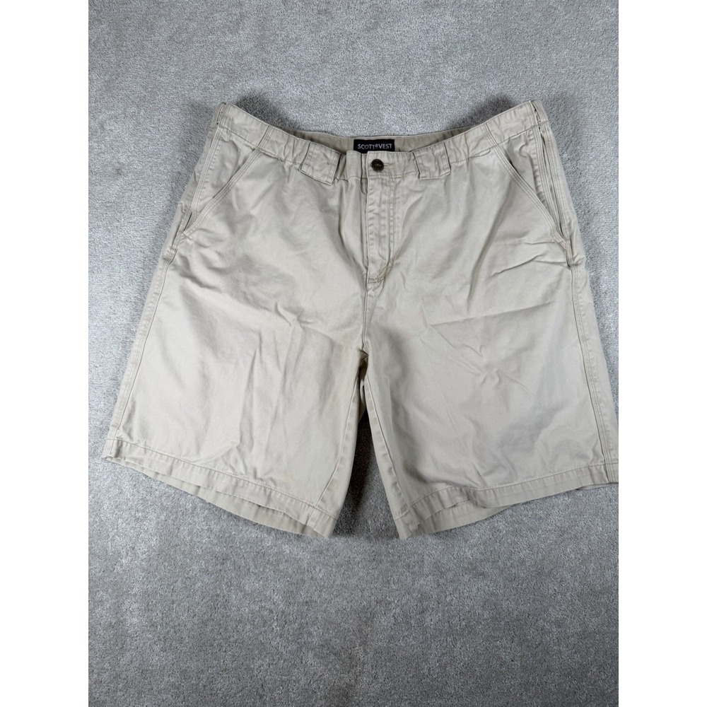ScotteVest Chino Shorts Mens Size 40 TEC 9" Inseam 8 Pocket Hand Warmer Beige